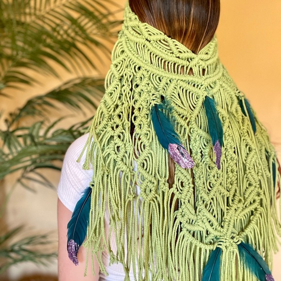 Handmade Macrame Crochet Tribal Headpiece - Picture 4 of 11